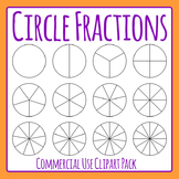 Circle Fractions Blank Template to Color In Math - Halves,
