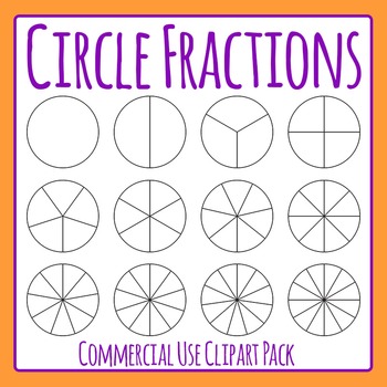 Preview of Circle Fractions Blank Template to Color In Math - Halves, Quarters Clip Art