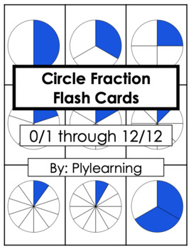 Preview of Circle Fractions Flash Cards - Recognition, Printable, Simple