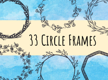Preview of Circle Frames and Borders for Commercial Use (Floral Wreath Clipart)