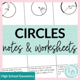 Circles Guided Notes and Worksheets
