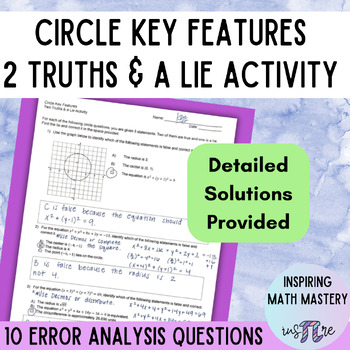 Preview of Circle Key Features - 2 Truths & a Lie Error Analysis Practice Activity