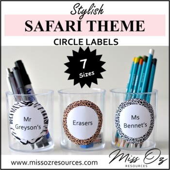 Preview of Circle Labels | Editable | Multipurpose | 7 Sizes | 6 patterns - Stylish Safari