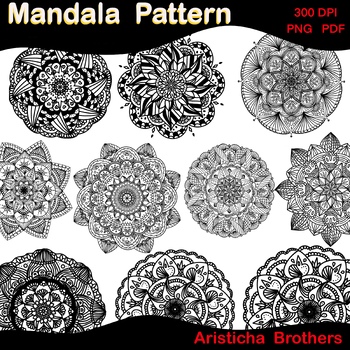 Preview of Circle Medallion ClipArt , Coloring, Hand Drawn Mandala