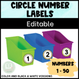 Circle Number Labels | 1-50 | Editable