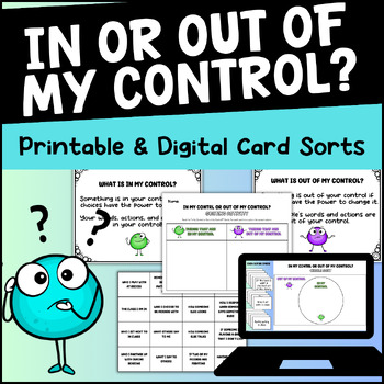 Preview of Circle Of Control: In Or Out of My Control Card Sorts | Digital & Printable SEL