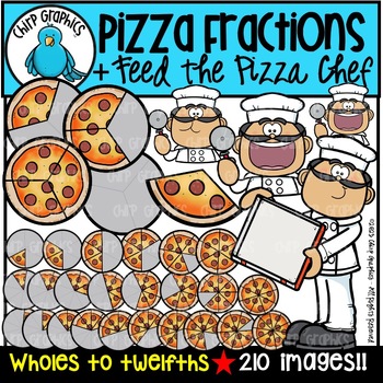 Preview of Circle Pizza Fractions plus Feed the Pizza Chef Clip Art Set
