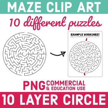 Preview of Circle Polar Round Maze Clip Art for Commercial Use 10 Layers