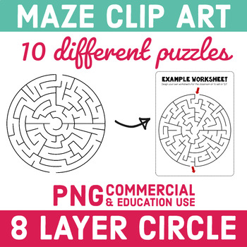 Preview of Circle Polar Round Maze Clip Art for Commercial Use 8 Layers