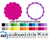 Circle Scalloped plain & transparent center - Clipart -  6