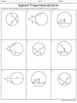 Circle Segment Properties Notes & Worksheets by Olivia Rae | TPT