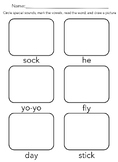 Circle Special Sounds, Mark Vowels, Read Word, & Draw Pict