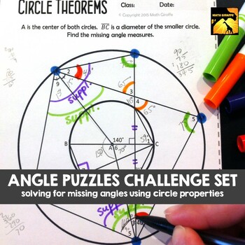 Preview of Circle Theorems - Angle Puzzles