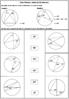 Circle Theorems Review Worksheets by 123 Math | Teachers Pay Teachers