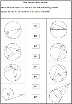 circle theorems review worksheets by 123 math tpt