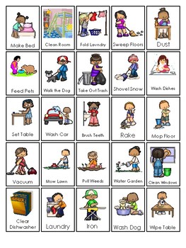 Preview of Printable Chore Chart. Chores and Responsibilites Wall Chart.