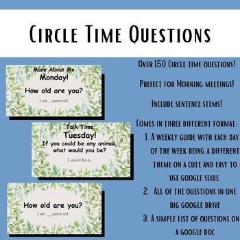 Preview of Circle Time Questions