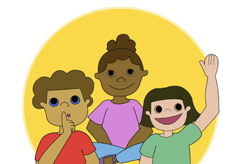 Preview of Circle Time Rules Visual llustrations; raise hands, quiet voice, hands in lap