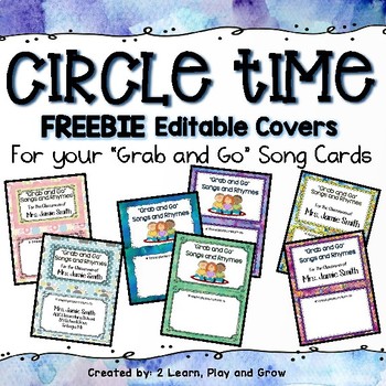 Preview of Circle Time Songs Editable Cover for Grab and Go Songs