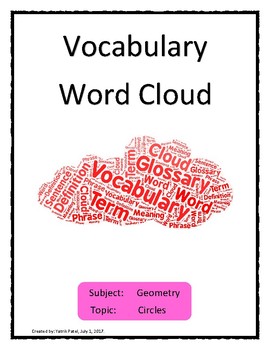 Preview of Circle Vocabulary Word Cloud 1 Word Bank Handout Geometry