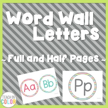 Preview of Circle Word Wall Letters - Country Cool - Teal, Green, Coral, Gray, Tan