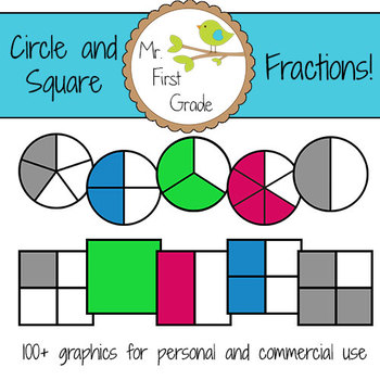 Preview of Circle and Square Fractions Clipart