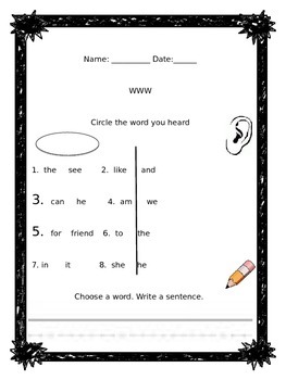 Preview of Circle it Sight Word Quiz