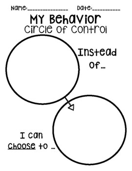 Circle of Control Behavior Sheets What Can I Control? What Can I Do ...