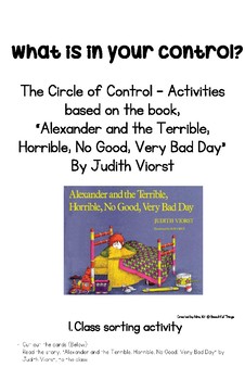 Preview of Circle of Control-Self-regulation, Emotions, Mindfulness, CBT, Social Emotional