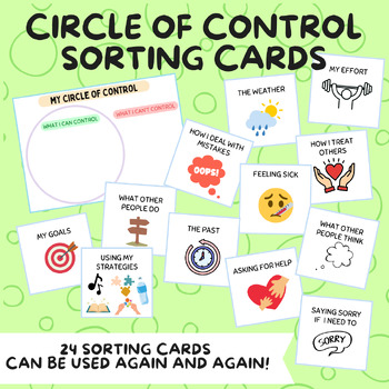 Preview of Circle of Control | Sorting Cards | Social Emotional Learning
