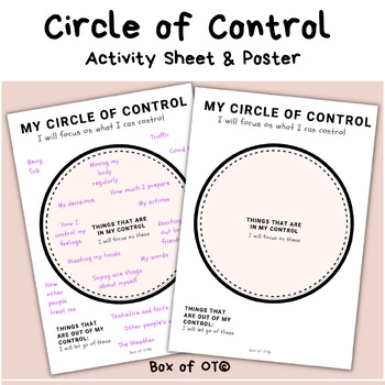 Preview of Circle of Control Worksheet & Poster: Learn to Manage Worries & Anxiety