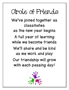 Circle of Friends Poem (Free!) by The Primary Journey | TpT