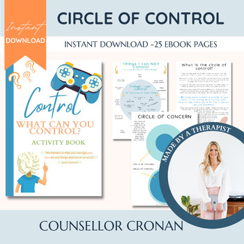 Preview of Circle of control, worry activities, anxiety coping skills, social anxiety. CBT