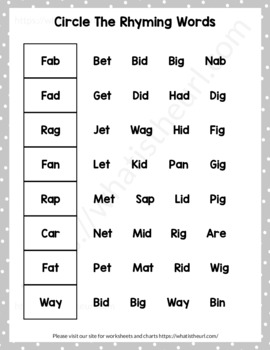 rhyming words worksheet for grade 2