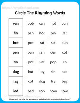 rhyming words worksheet for grade 1