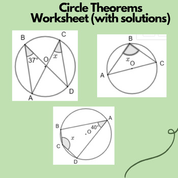 Preview of Circle theorems Worksheet (with solutions)