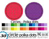 Circle with white Polka dots pattern -Clipart- 30 transpar