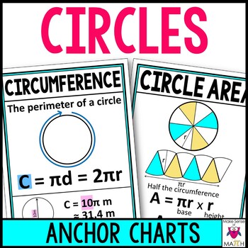Preview of Circles Anchor Charts Posters with Circumference and Area of a Circle