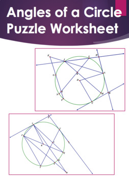 Preview of Circles: Angles IN, OUT, ON Activity Puzzle Worksheet