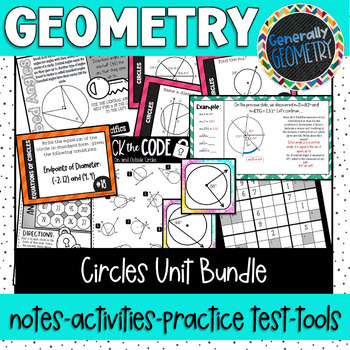 Preview of Circles Unit Bundle | Geometry | Secants | Tangents | Area | Circumference