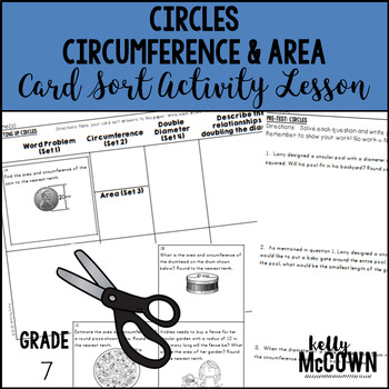 Preview of Circles: Circumference & Area Card Sort Activity Lesson