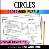 Circles Crossword Puzzle | Geometry Vocab Practice | Sub Work
