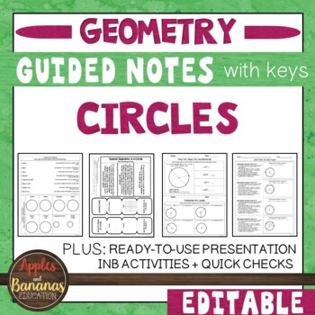 Preview of Circles -  Guided Notes, Presentation, and INB Activities