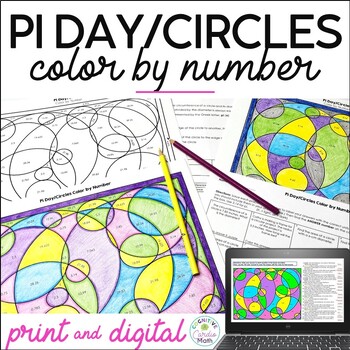 Preview of Circles | Pi Day Coloring Pages Print & Digital Math Activities