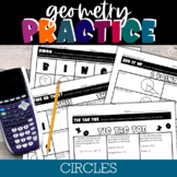 Circles Practice Geometry Choice Board Worksheets / Homework