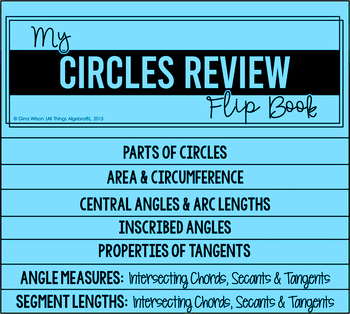 Circles Review (Arcs, Angles, Special Segments) Flip Book by All Things Algebra