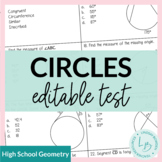 Circles Test with Study Guide