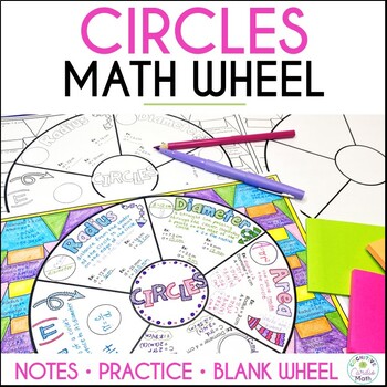 Preview of Circles Vocabulary Parts of a Circle Math Doodle Wheel Guided Notes and Practice