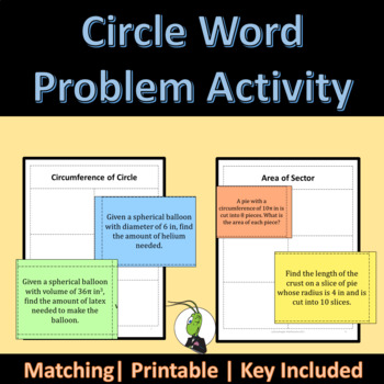 Preview of Circles Word Problems Pi Day Sorting Activity | Geometry