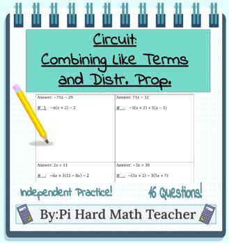 Preview of Circuit:  Combining Like Terms with Distributive Property